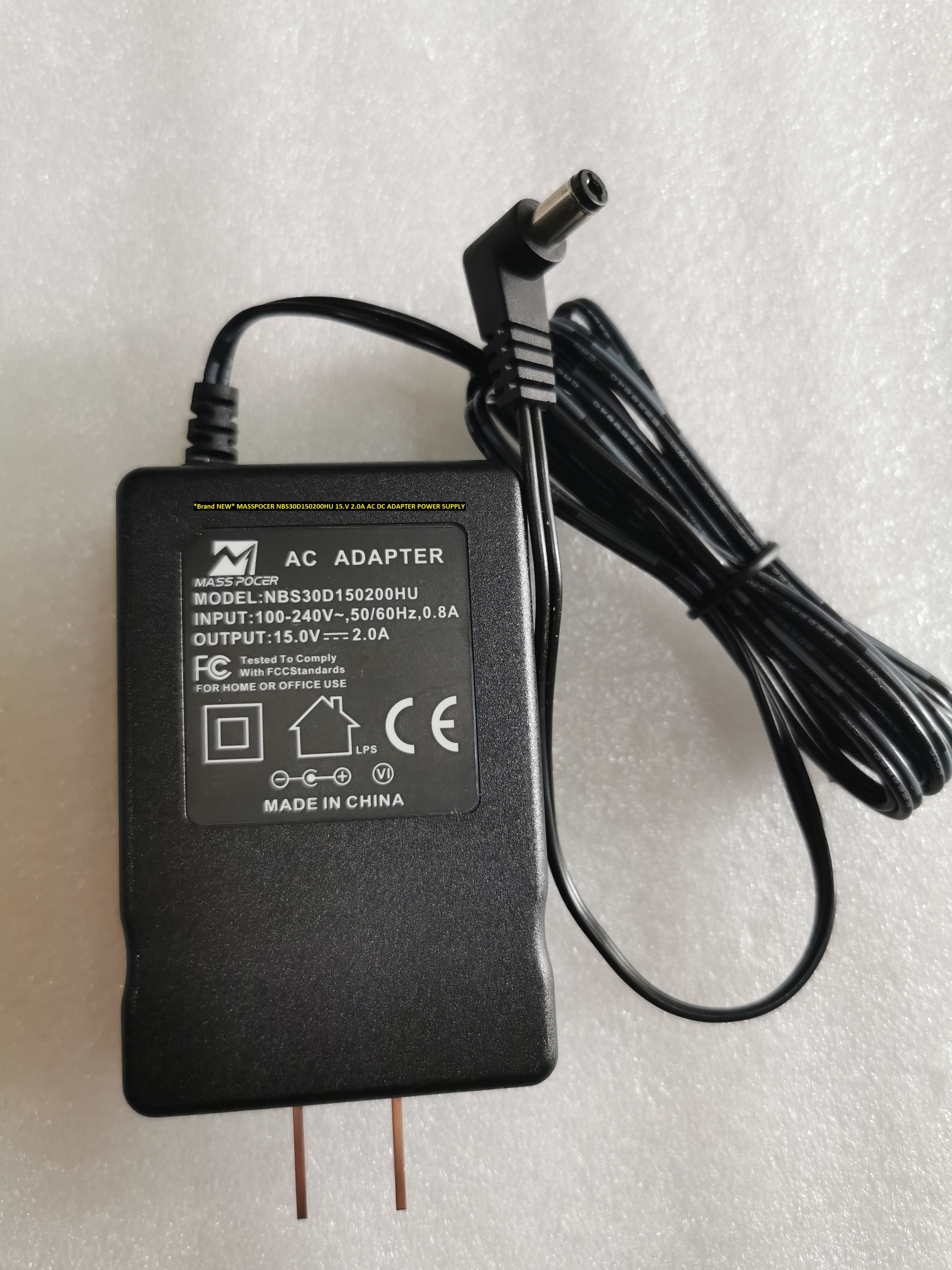 *Brand NEW* 15.V 2.0A AC100-240V AC DC ADAPTER MASSPOCER NBS30D150200HU POWER SUPPLY